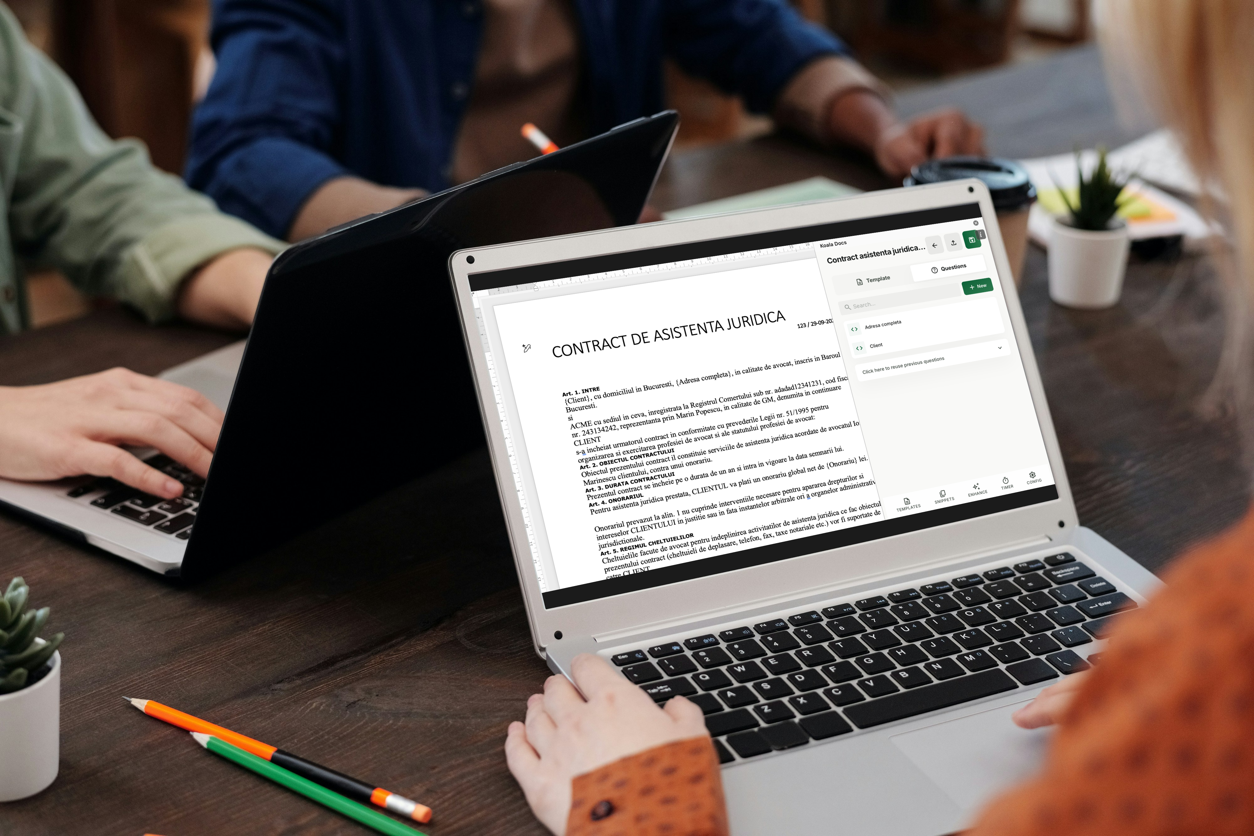 Team collaborating on automated contracts with Koala Docs
